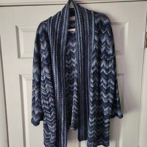 Women's Alfred Dunner Navy Blue Chevron Cardigan